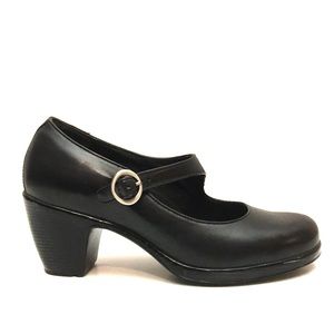 Dansko Black Leather Mary-Jane Comfort Heels 39